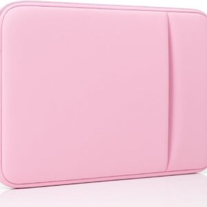 Laptop sleeve with 2 accessory pockets fits 13 inch models bright blush pink color