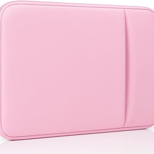 Laptop sleeve with 2 accessory pockets fits 13 inch models bright blush pink color