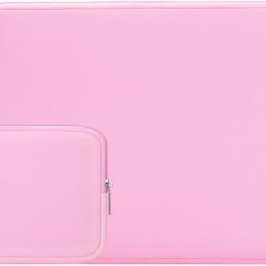 Soft padded laptop sleeve with accessories pouch fits 14 inch notebooks and tablets pink color