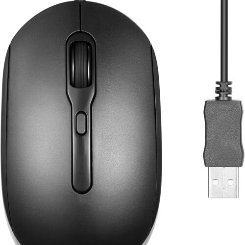 USB Wired Optical Mouse 1.8m Cable and Silent Buttons