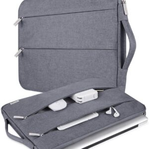 Water resistant laptop sleeve bag with pocket fits 13-14 inch laptops and tablets grey leopard cheetah pattern